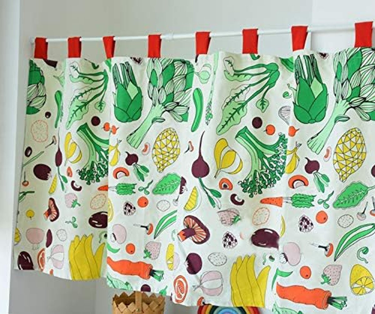 Groen Bistro Gordijn met Plantaardig Patroon - 200 x 50 cm