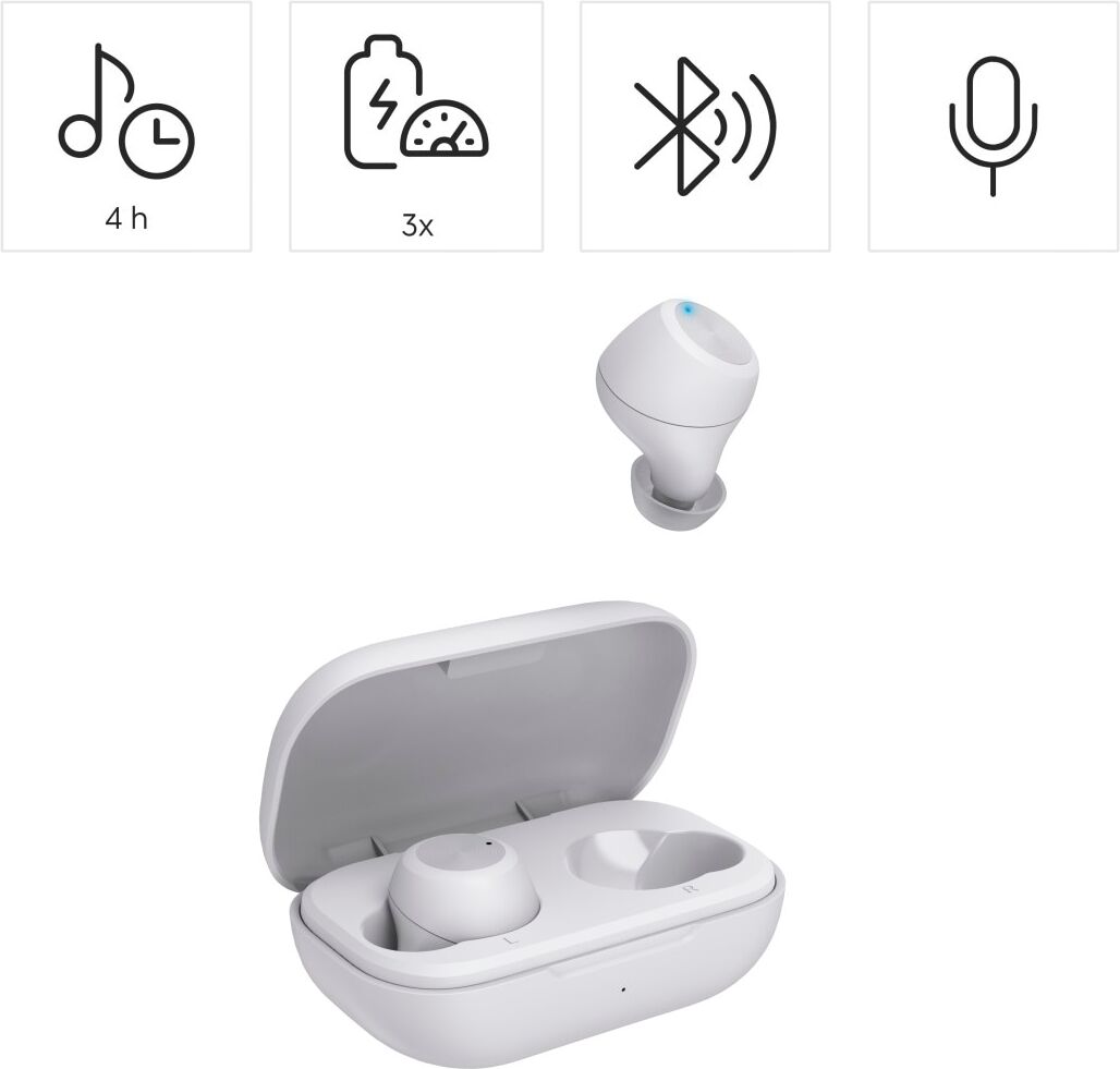 Hama wireless In-Ear-Kopfhörer "Bluetooth-Kopfhörer kabellos (In-Ear, Equalizer, Mikrofon)", weiß, Kopfhörer, True Wireless, spritzwassergeschützt, Sprachsteuerung, Touch-Sensor, wireless In-Ear-Kopfhörer
