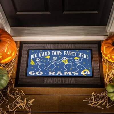 Evergreen "Los Angeles Rams Flocked Coir Halloween Sassafras Switch Door Mat - 22"" x 10"""