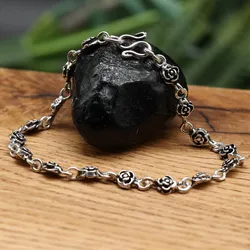 Drachensilber Armband Kleine Rosen Sterlingsilber Länge:19cm Damen Armkette 925 Silber - Silber