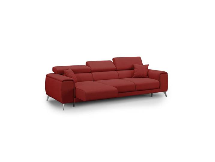 Canapé avec 3 assises coulissantes 260 cm rouge