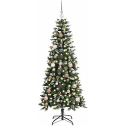 vidaXL, Weihnachtsbaum, Rune (mit LEDs und roségoldenen Kugeln) (150 cm)