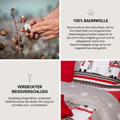 Bettwäsche SCHIESSER "Dida aus weicher Baumwolle mit coolem Winterprint", grau, B/L: 155cm x 220cm, 1 Stk., 1 Stk., Feinbiber, B/L: 80cm x 80cm, 2 Stk., Feinbiber, Obermaterial: 100% Baumwolle, Bettwäsche, Bettwäsche, OEKO-TEX MADE IN...
