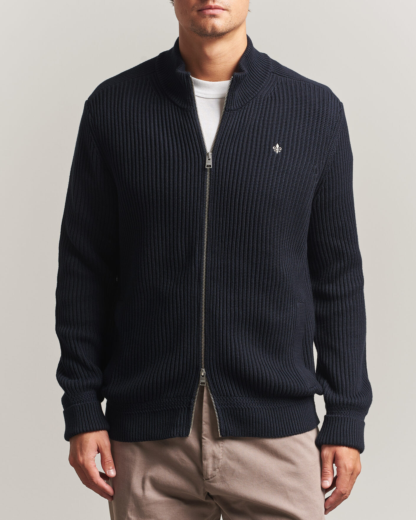 Morris Duncan Zip Cardigan Old Blue men L Blå