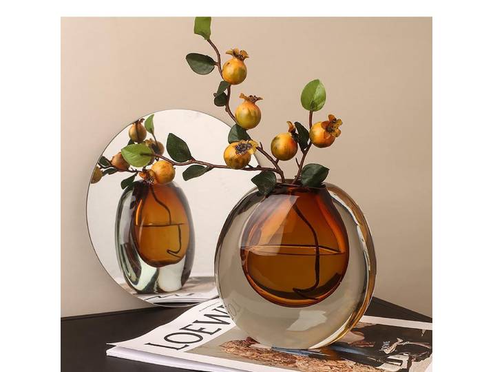 Vase en verre de cristal à bulles, plantes en pot, Arrangement floral décoratif, Vases floraux, décoration de bureau, Pots artisanaux