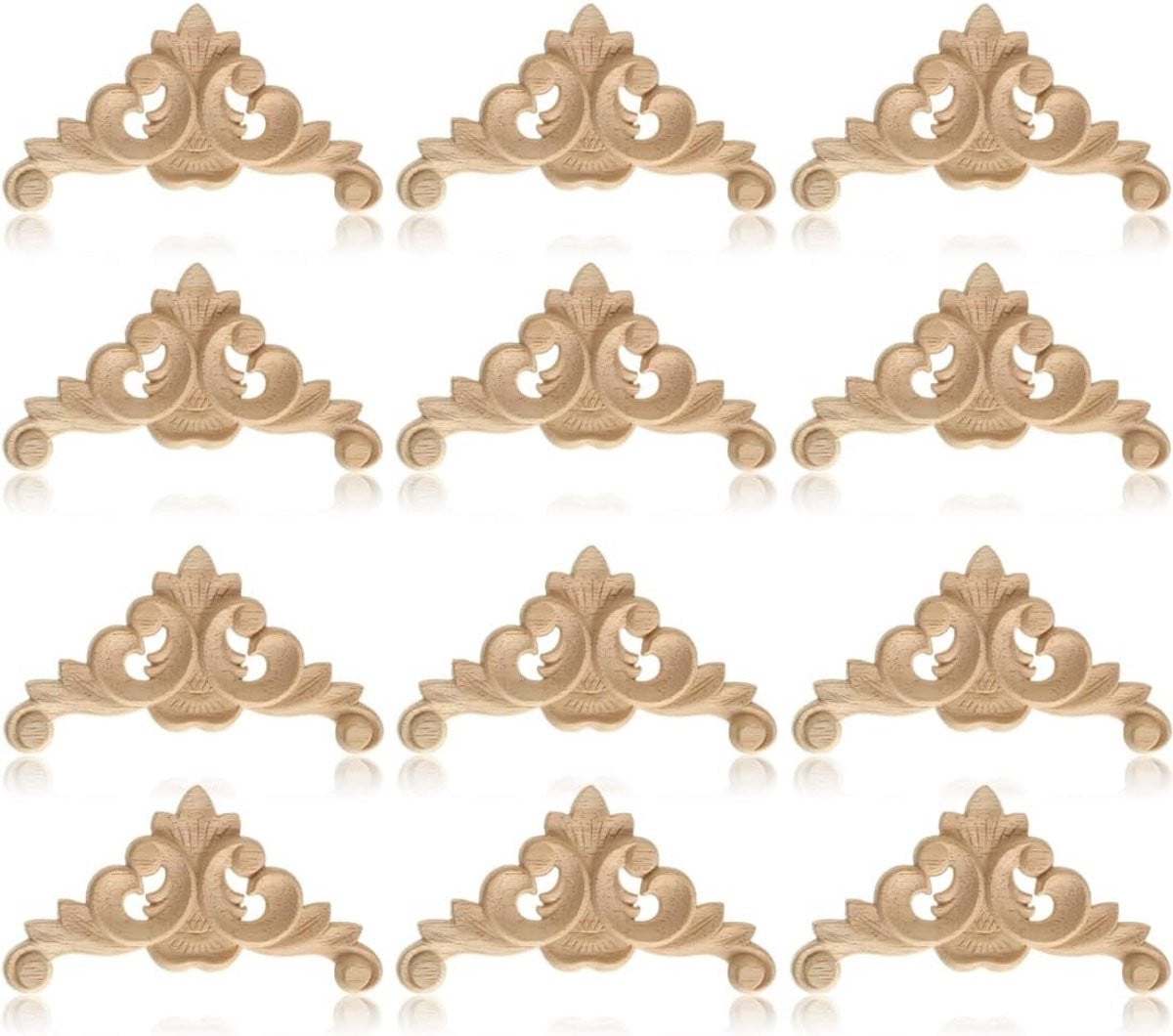 12x Houten Sierfiguren Gesneden Applicaties voor Decoratie - 6 x 6 cm
