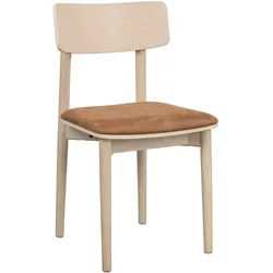 Stuhl Wolcott 2er Set aus Eiche, klassisch gepolstert, Whitewash Braun, für Dein Esszimmer