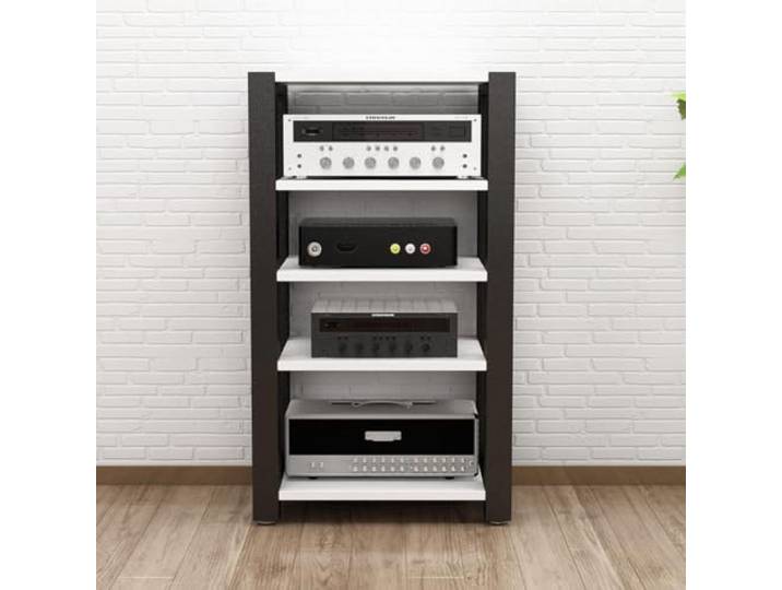 Hifi Rack Stereo-Rack Audio-Rack aus Massivholz und Metall, offenes Gestell 2/3/4/5-stufig mit absorbierenden Füßen, geeignet für Wohnzimmer, Spielzimmer und Schlafzimmer(D,39.4*20*23.6IN)