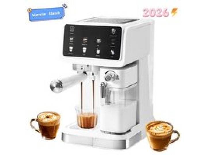 Machine à café automatique VVSIMLE 20 bars 1.5L 1350W - Cafetière expresso avec mousseur à lait pour cappuccino et latte