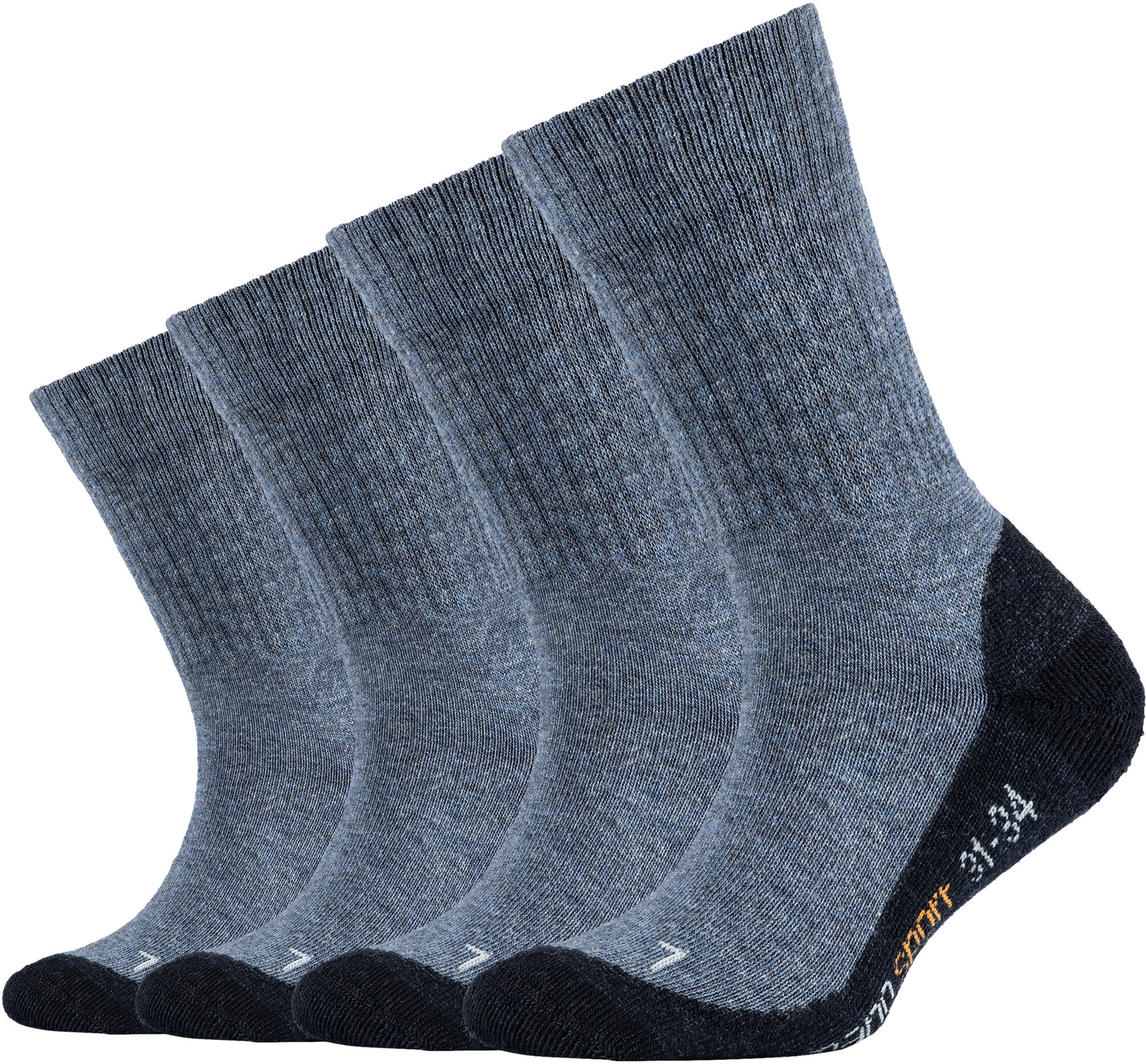 Funktionssocken CAMANO "function", Kinder, Gr. 27-30, blau (jeans, meliert), Materialmix, meliert, normal, Socken Funktionssocken, mit verstärkten Belastungszonen an Ferse und Spitze jeans, meliert 27-30