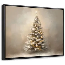 LEINWAND Bilder mit Rahmen - Weihnachten - Weihnachtsbaum - Schnee - Kunst - 40x30