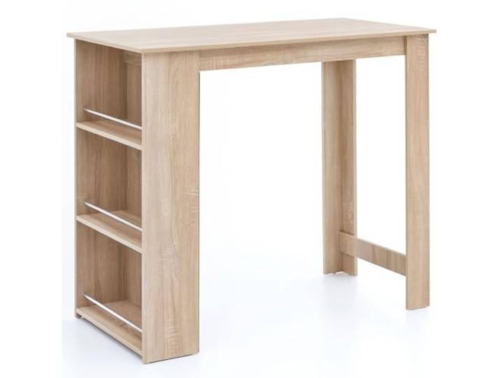 WOHNLING Bartisch 120x60x107,5 cm Sonoma mit Integriertem Regal Stehtisch mit großer Ablagefläche, Bartresen für Küche und Party, Küchenbartisch geradlinig, Bistrotisch Holz