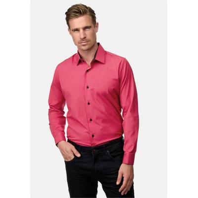 Langarmhemd RUSTY NEAL, Herren, Gr. XL, EURO-Größen, pink, 60% Baumwolle, 37% Polyester, 3% Elasthan, unifarben, Hemden, mit trendigem Farbkontrast