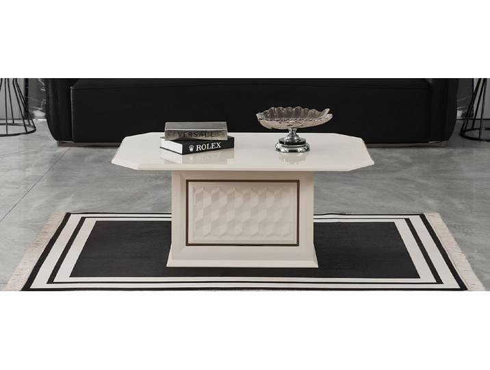 JVmoebel Couchtisch Eleganter weißer Holztisch mit puristischen Linien und stabilen Füßen (Packung), Made in Europa