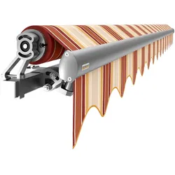 Spettmann STAR FIX offene Gelenkarmmarkise manueller Antrieb rechts 400x300cm Gestellfarbe silber Dessin rot/gelb gestreift