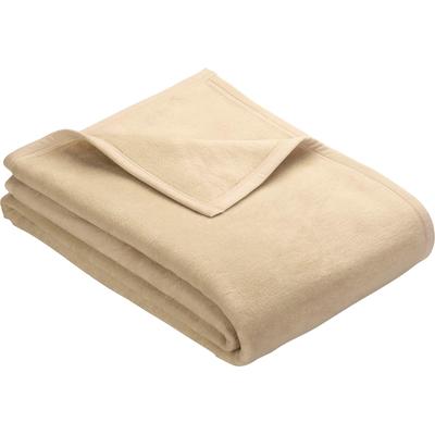 Wohndecke IBENA "Berlin", beige, B:150cm L:200cm, Mischgewebe, Wohndecken, Wohndecke, Hochwertige Konfektion mit Markenpatch, Kuscheldecke