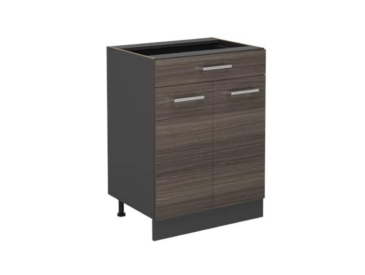 Vicco Küchenunterschrank R-Line, Edelgrau, 60 cm 1 Schublade · Ohne Arbeitsplatte · Höhenverst. Füße · 2 Türen · Leichter Zugriff
