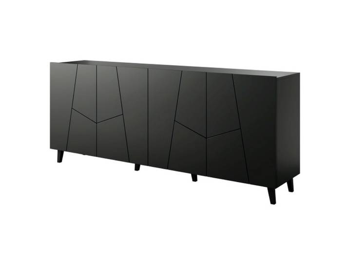 Buffet design noir mat en bois 200 cm