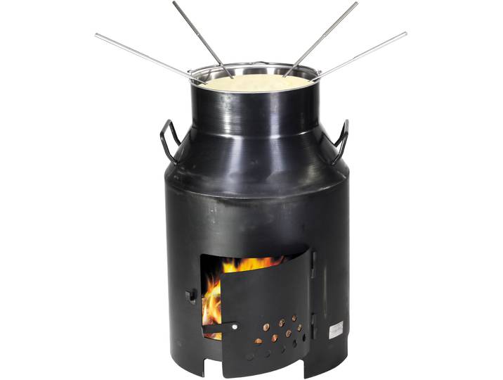 Nouvel Fondue- und Grillofen Outdoor  Milchbotte , schwarz - Material: Stahl - Feuerschale