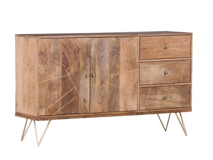 INTERhome Sideboard FAME Mango massiv/ goldfarbig