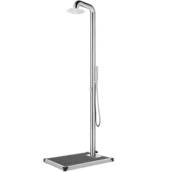 Helloshop26 - Gartendusche mit Duschwanne 230 cm Edelstahl grau