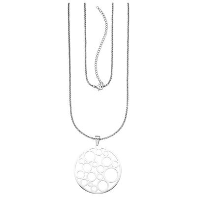 Kette mit Anhänger JOBO "Kreise", silber (edelstahlfarben), Halsketten, Damen, Edelstahl, L: 80, Edelstahl 80 cm