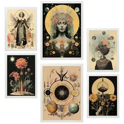 POSTER Set Mit 6 Mystischen Esoterischen A3 & A4 Weißer Rahmen