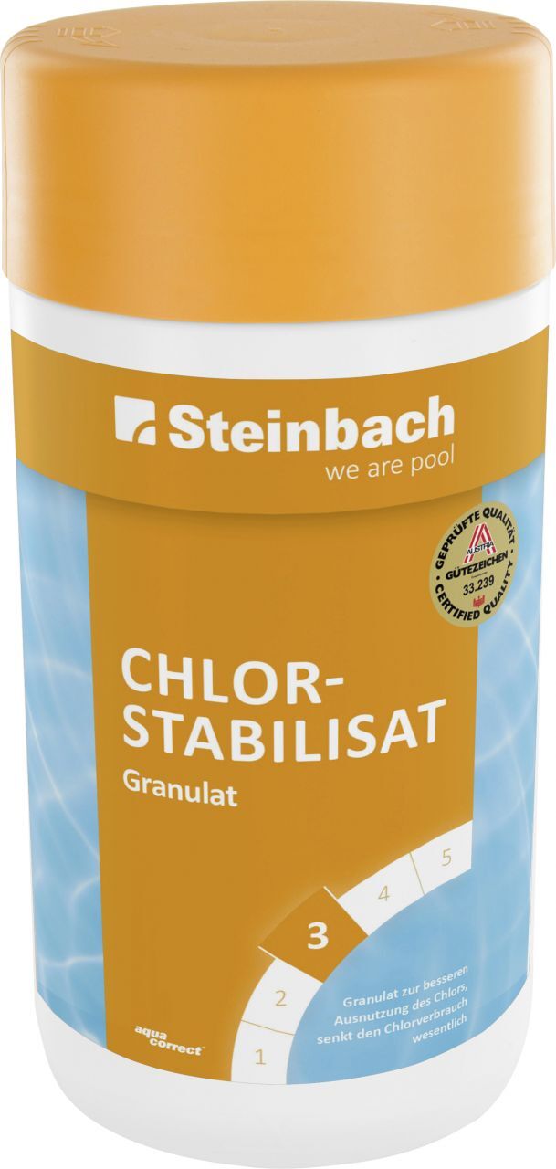 Steinbach Poolpflege Chlorstabilisat Granulat 1 kg, gegen Chlorgeruch