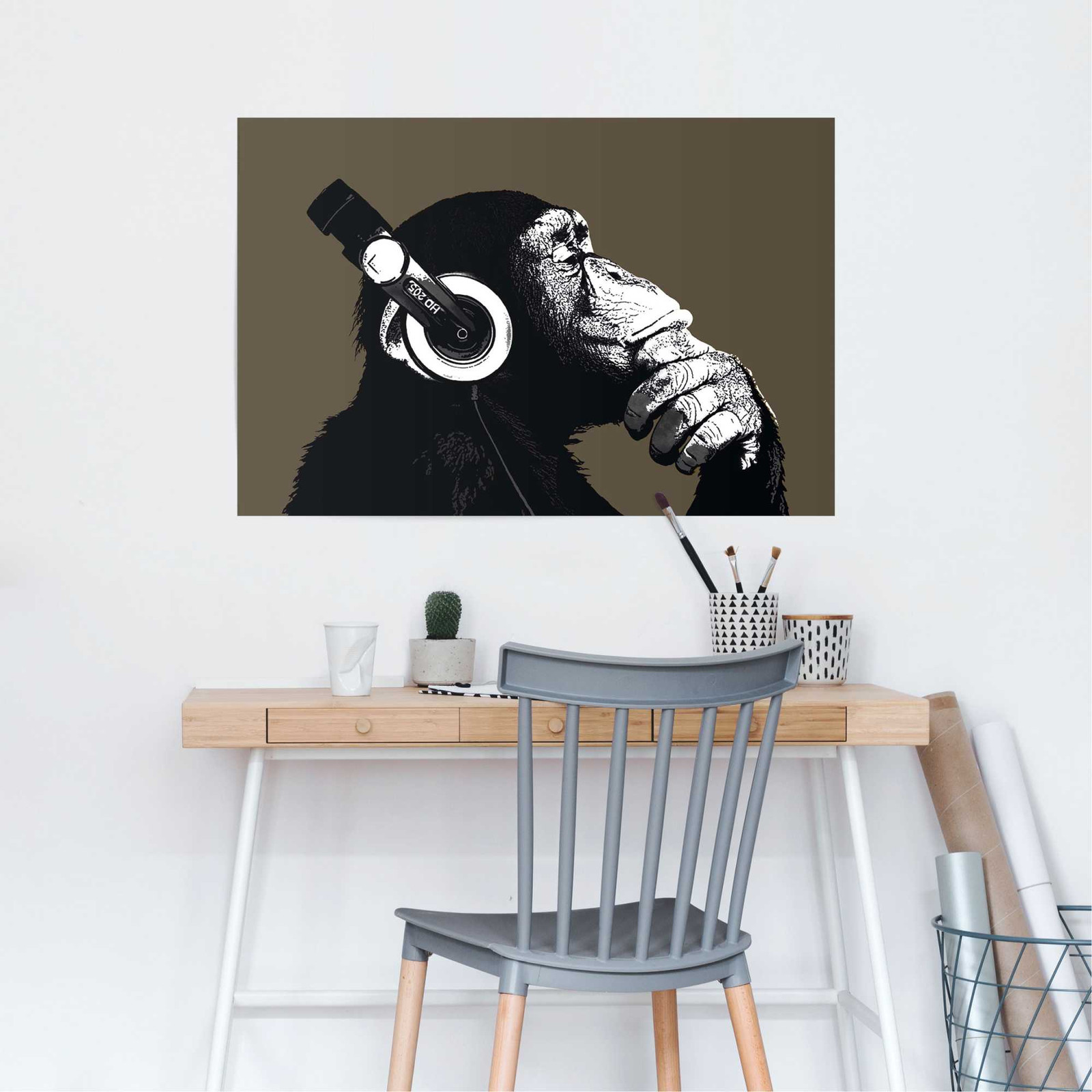 home24 Poster The Chimp - Bruin papier - 61 x 92 cm