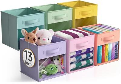 Sorbus Storage Bins with Clear Window - 6-Pack Foldable Baskets - 13 x 13 x 13 in storage cubes