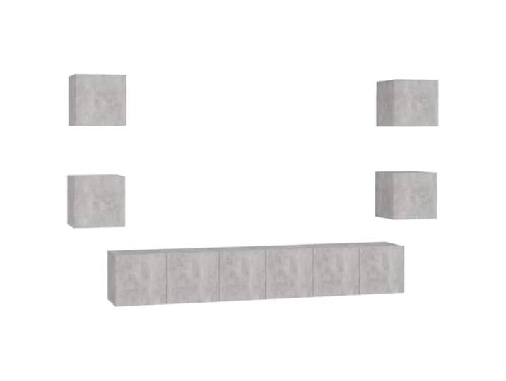 Makastle 7-TLG. TV-Schrank-Set Betongrau Holzwerkstoff