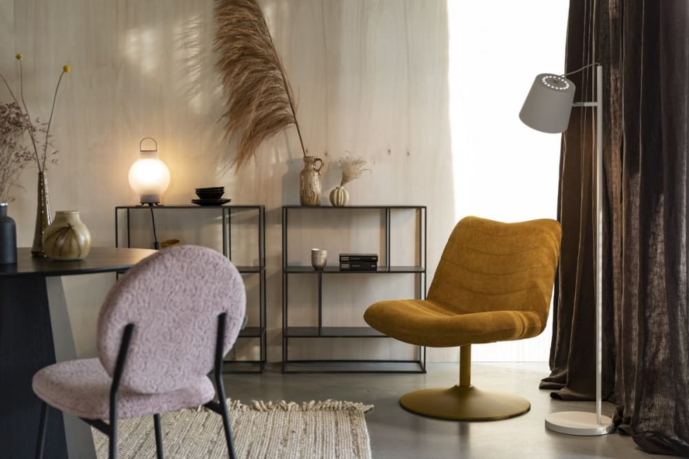 Zuiver Fauteuil lounge en velours doux jaune Jaune 81x85x67cm
