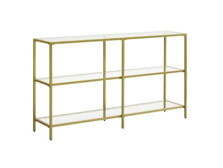 Table console - HELLOSHOP26 - 130x30 cm - Verre trempé - Acier doré - 3 niveaux