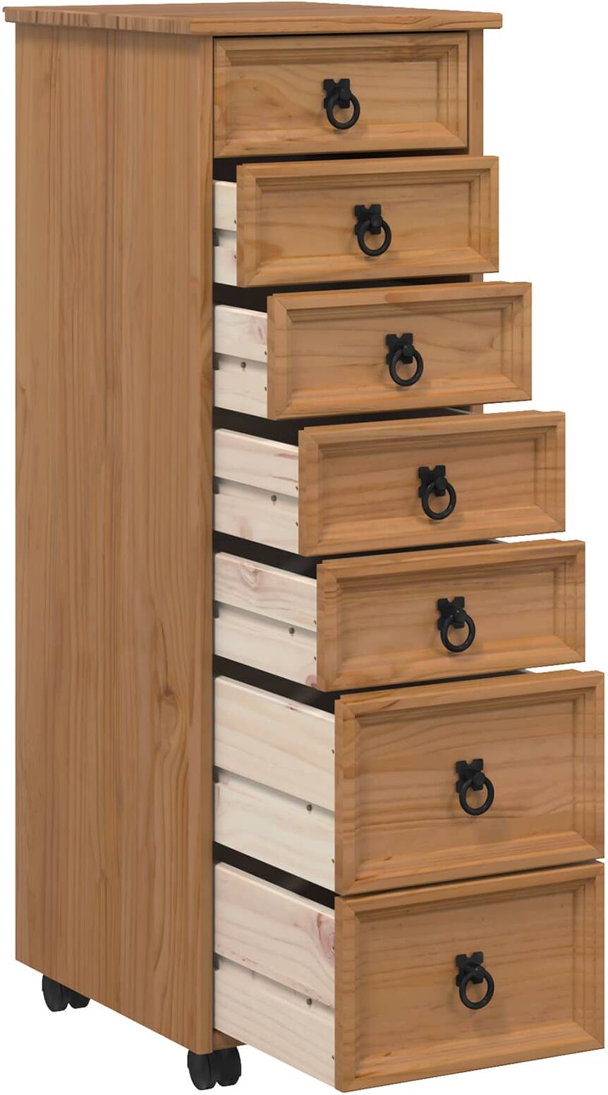 vidaXL Cabinet Roulant avec Tiroirs CORONA Brun Miel