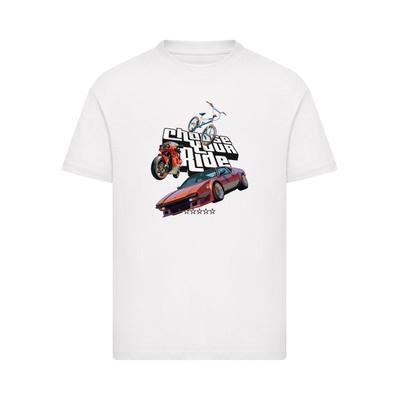 T-Shirt MISTERTEE "MisterTee Kids Choose Your Ride 5 Stars Tee", Mädchen, Gr. 110/116, weiß, 100% Baumwolle, bedruckt, normal, Rundhals, Shirts T-Shirt