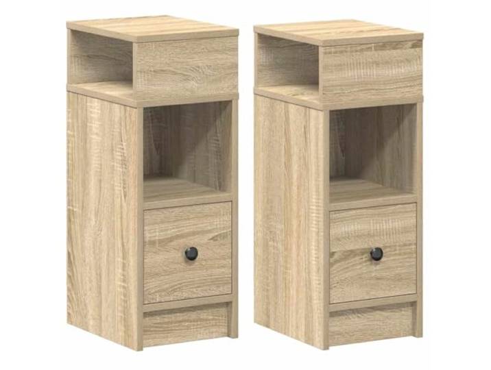 GHVBNMF Nachttische 2er Set mit Schublade Sonoma-Eiche 25x31x66 cm Kompakte Nachtkommode fürs Schlafzimmer mit 1 Schublade und 2 offenen Fächern für Bücher und Zubehör.