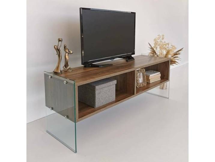 Dmora TV-Regal Algorab 120x35x45 cm Braun 2 Regale 3 Fächer