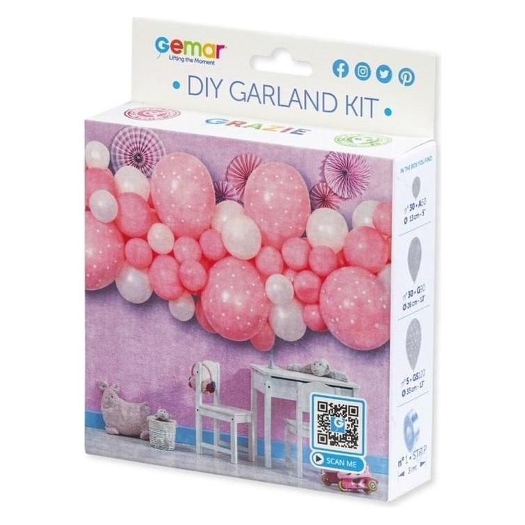 GoDan DIY Baby Pink Ballongirlande, 65 Ballons + Klebeband (65x) (47996333)