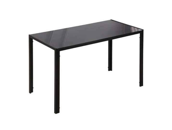 ComfortXL Esstisch De-08447 120x60 cm mit gehärteter Glasplatte Schwarz, Metall, 60x75x120 cm, Esszimmer, Esstische