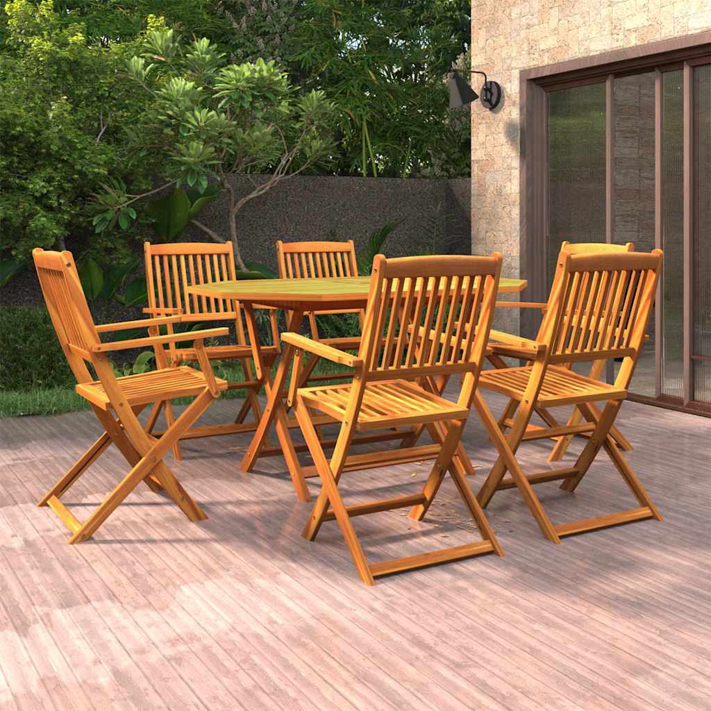 vidaXL Set de comedor de jardín 7 piezas madera maciza de acacia Marrón