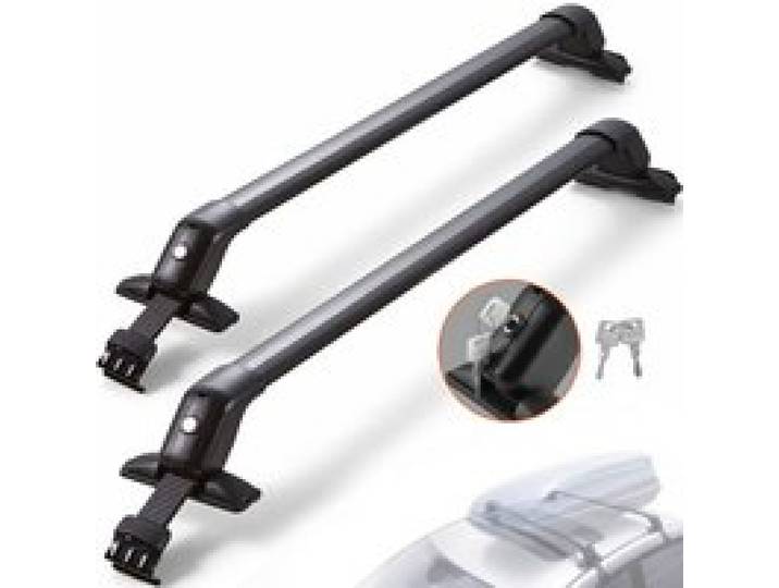 VEVOR Barres de Toit Transversales 2PCs Verrouillables Porte-Bagages Voiture en Aluminium Charge 70,3 kg Galerie de Toit Installation Facile Compatible avec les Véhicules à Toit Nu Voyage Noir