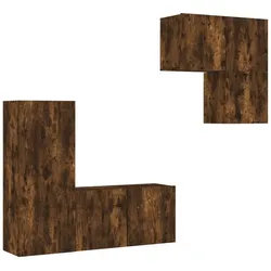 Helloshop26 - Multimedia-TV-Möbel TV-Regal Sideboard TV-Schrank Esszimmer Wohnzimmer Schlafzimmer 4-teilig geräucherte Eiche 02_0029242