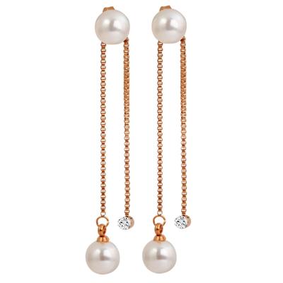 Paar Ohrstecker ADELIA´S "Ohrringe – Ohrstecker aus Edelstahl mit Perle", Damen, Gr. Damen, Edelstahl, rosa (gold), Ohrringe, Ein Geschenk, das Freude macht