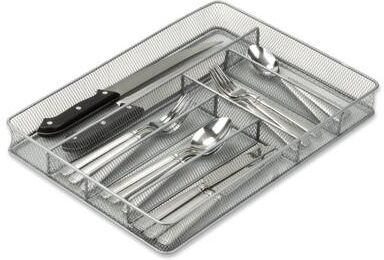 YBM HOME Silver Mesh Cutlery and Flatware Organizer A Stylish and Functional Addition to Your Kitchen