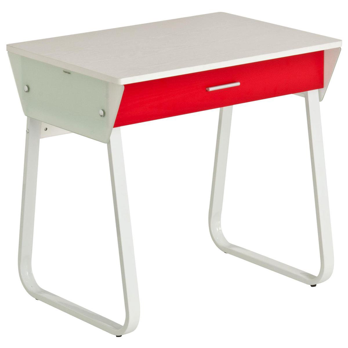 Piranha TOPE Bureau – Wit met Rode Lade – Compact Computerbureau