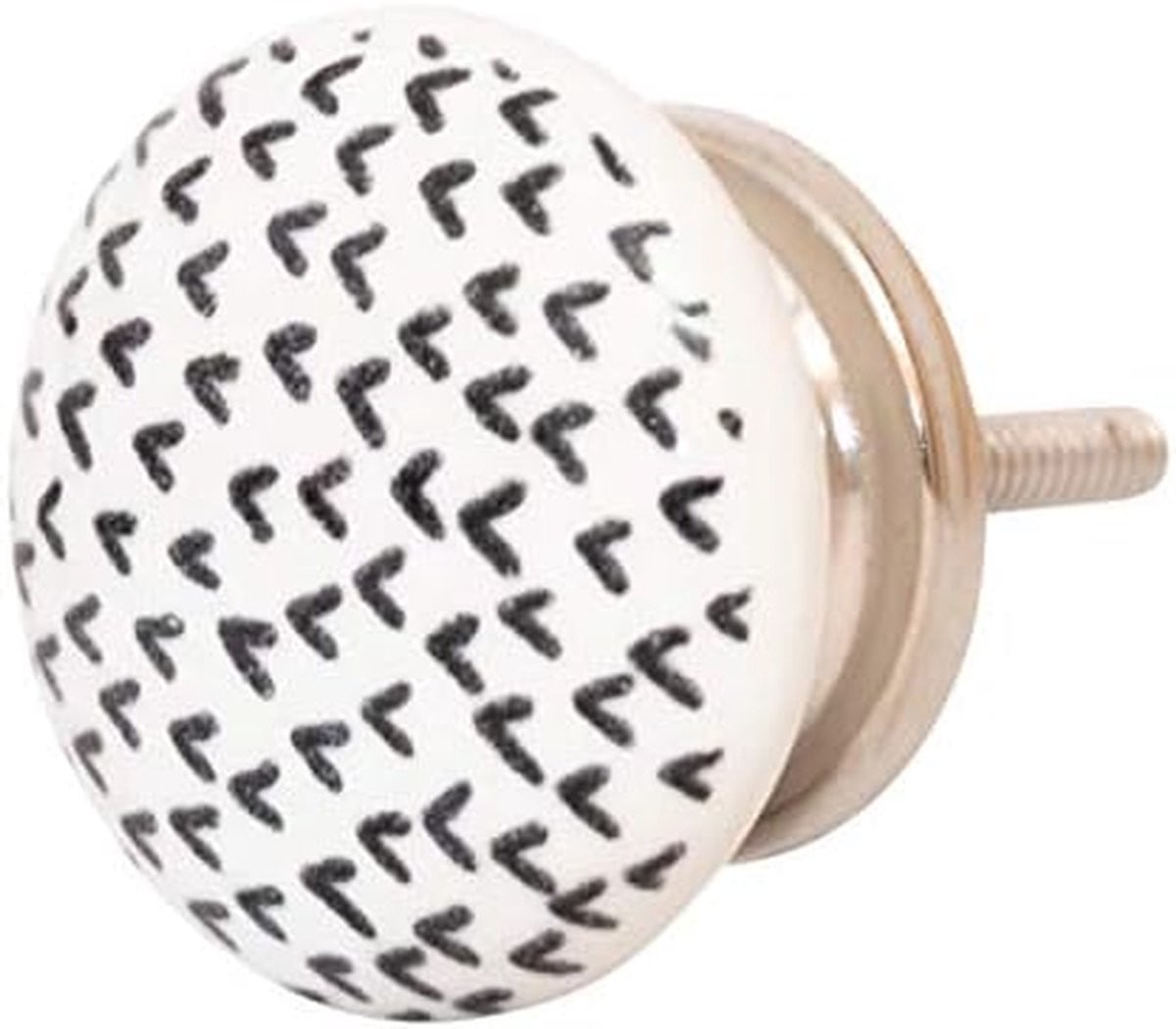Meubelknop Keramiek met Grafisch Patroon in Zwart Wit, 40 mm Diameter