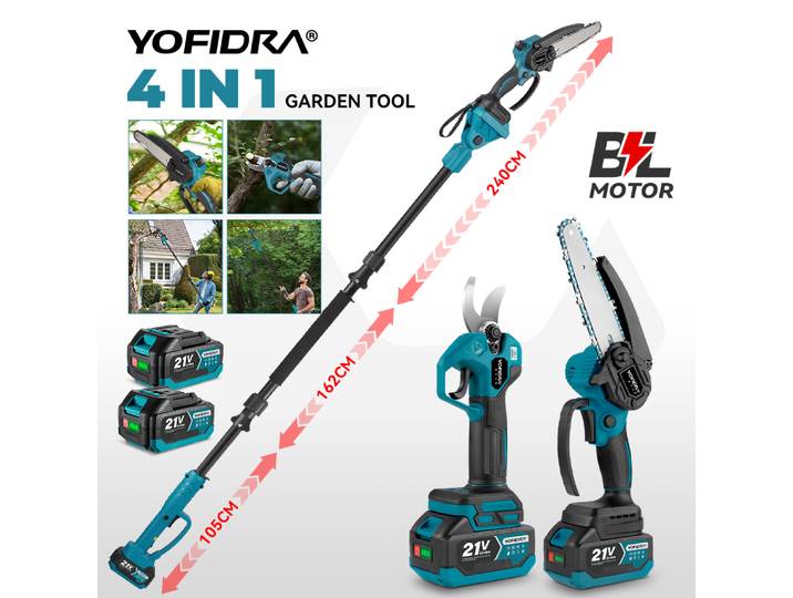 Sécateur électrique télescopique sans fil YOFIDRA, outil de jardin haute performance compatible avec batterie Makita 21V