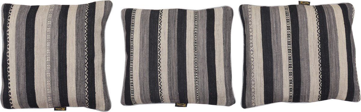 Authentieke Handgeweven Afghaanse Kelim Kussenhoes van Wol, Gestreept, Multicolour, 45 x 45 cm