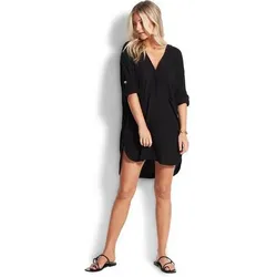 SEAFOLLY Damen Hemd Essential Cover Up, Größe S in Schwarz Schwarz