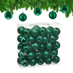 Relaxdays Weihnachtskugeln 50er Set Dunkelgrün,Silber